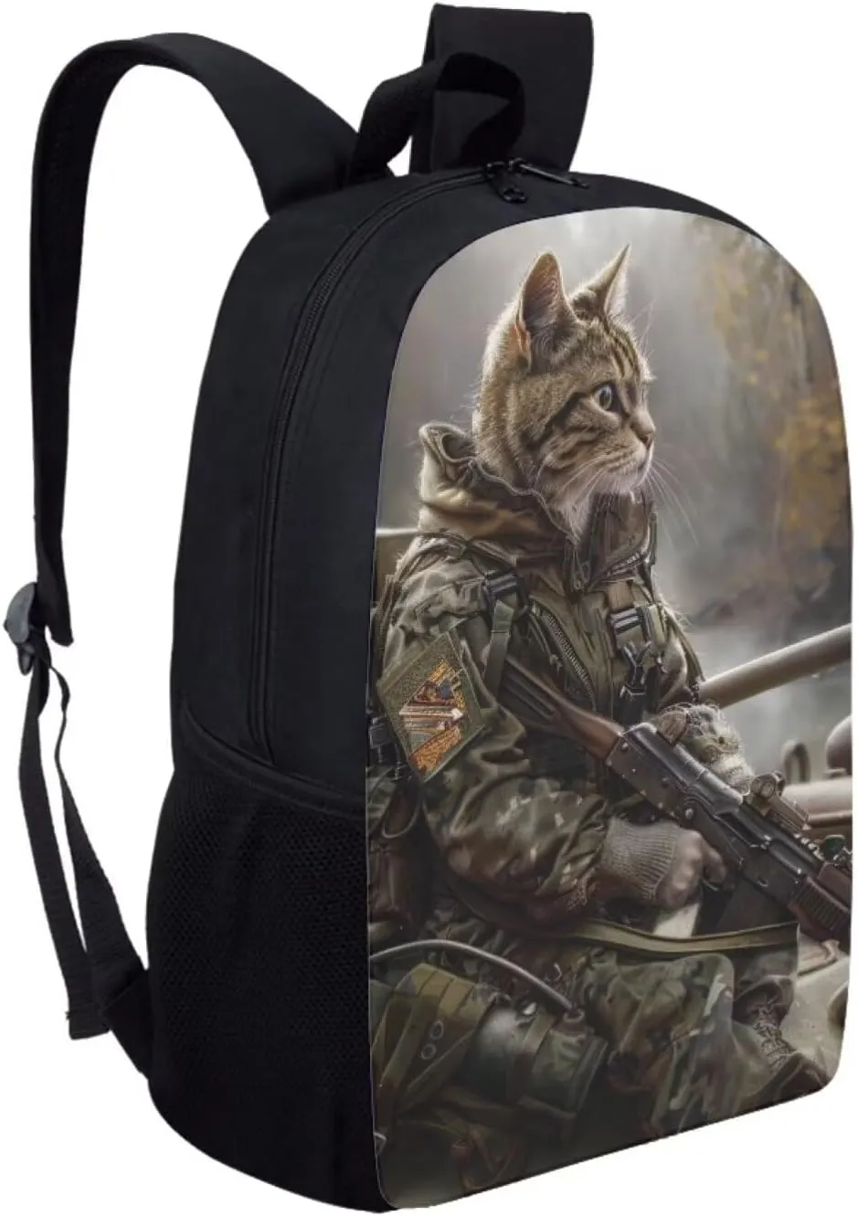 Modysero 17 Inch Funny Backpack for Girls Boys Cool Cat School Bags with Smooth Zipper Large Capacity Lightweight Student Bookbag with Pockets