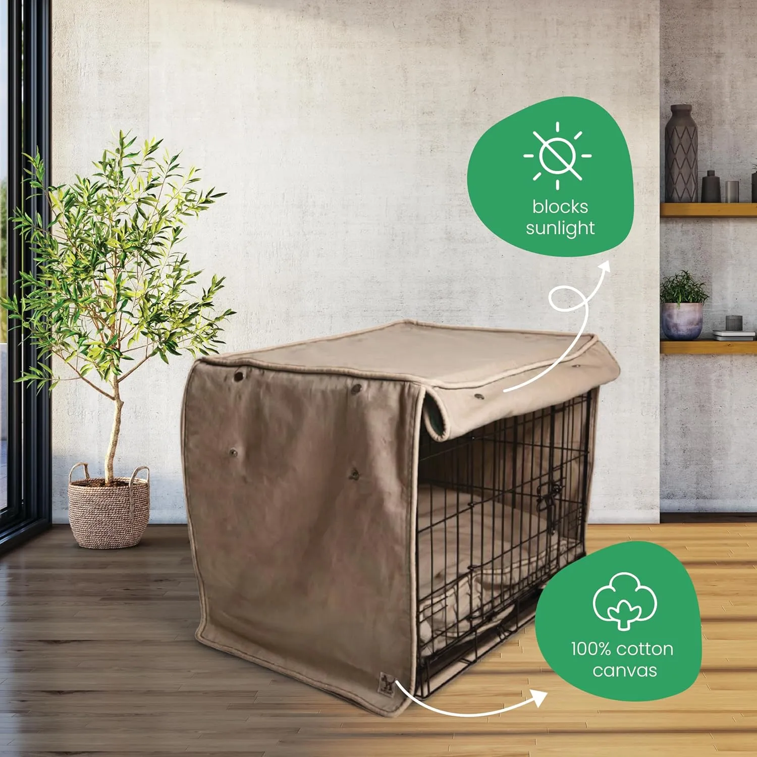 Molly Mutt Wild Horses Dog Crate Cover, 100% Cotton Canvas Cover with 2 Roll-Up Panels, Ideal for Dog or Cat Crate, Durable, Washable, and Free of Harmful Chemicals, 30" x 21" x 24"