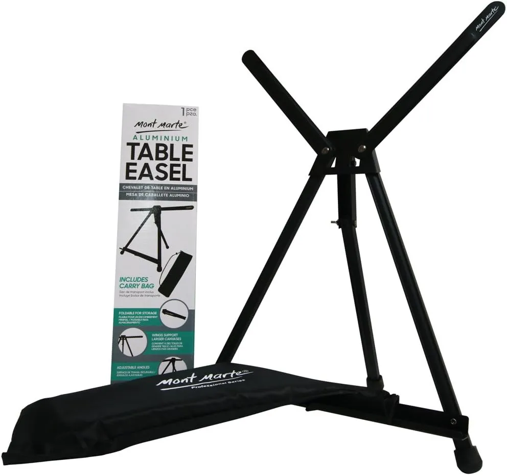 Mont Marte Signature Tabletop Easel 6 Pack with Wings, Holds Canvases up to 20in (50cm) in Height, Angle Adjustment, Includes Carry Bag