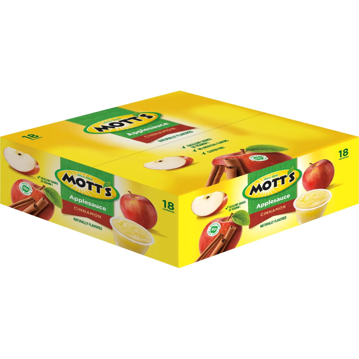 Mott's Cinnamon Applesauce,4 Oz Cups18 Count, No Artificial Flavors New