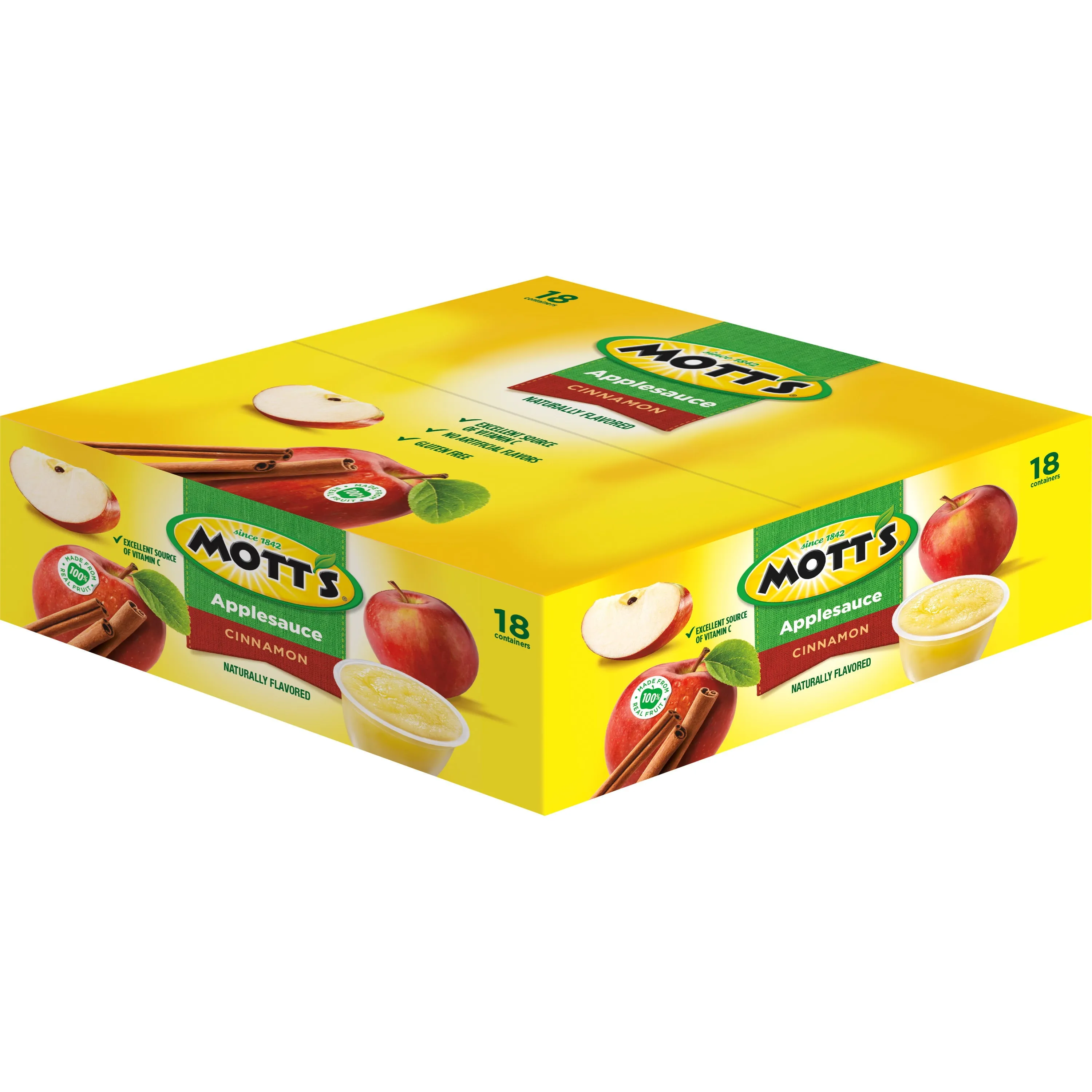 Mott's Cinnamon Applesauce,4 Oz Cups18 Count, No Artificial Flavors New