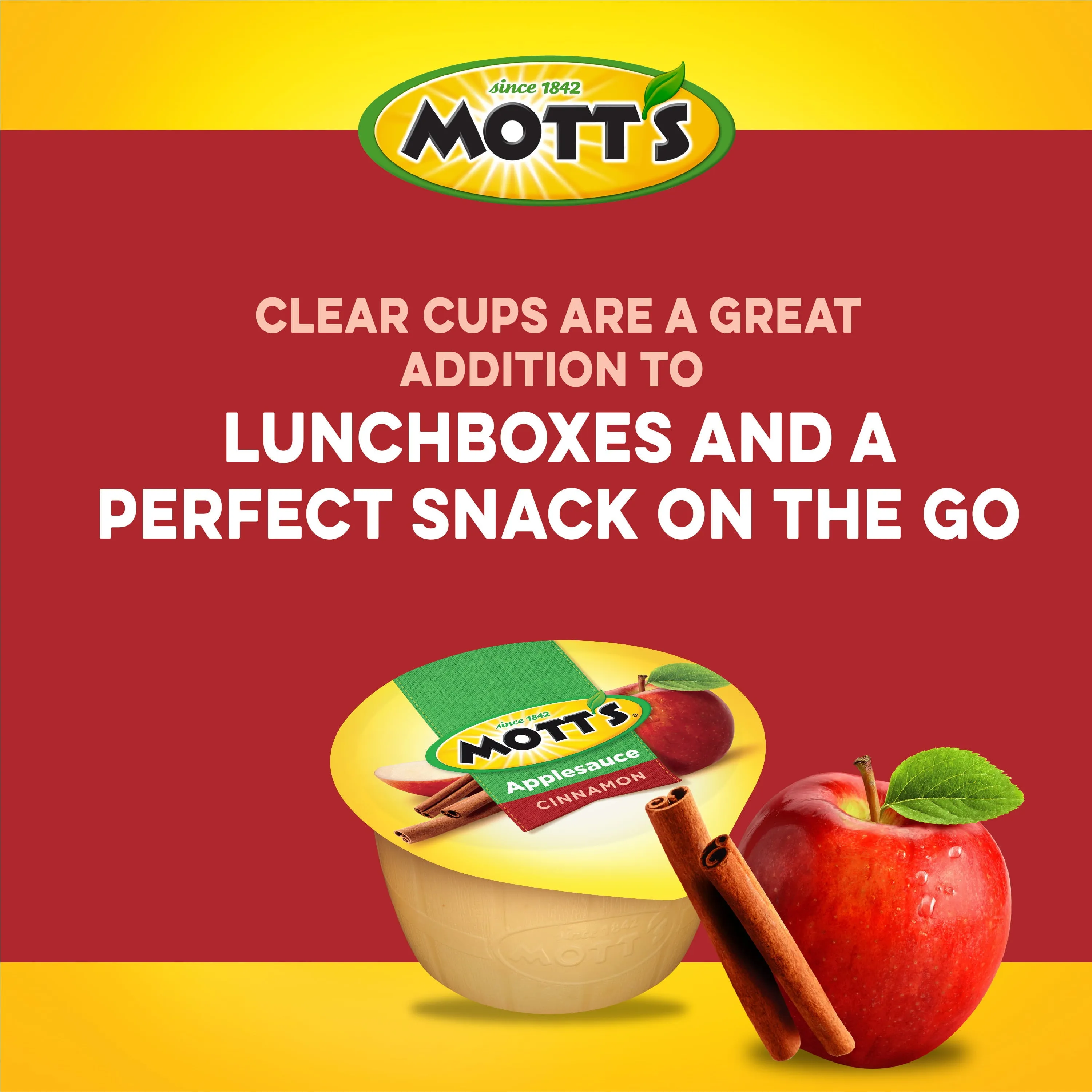 Mott's Cinnamon Applesauce,4 Oz Cups18 Count, No Artificial Flavors New