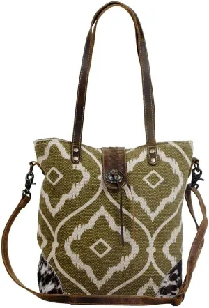 Myra Bag Aesthetic Shoulder Bag Upcycled Cotton & Leather S-2809