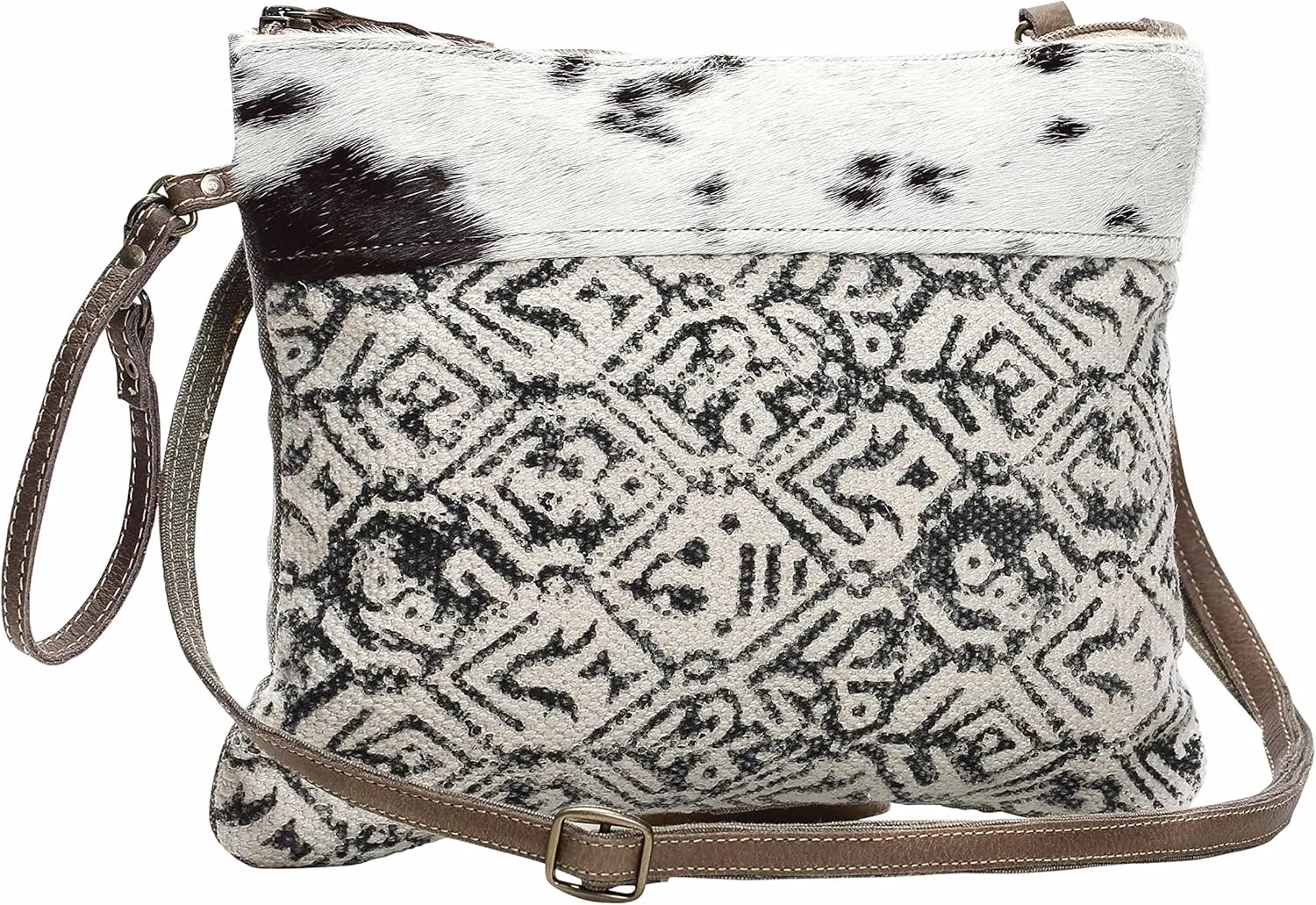 Myra Bag Dual Strap Cotton & Cowhide Bag S-1147