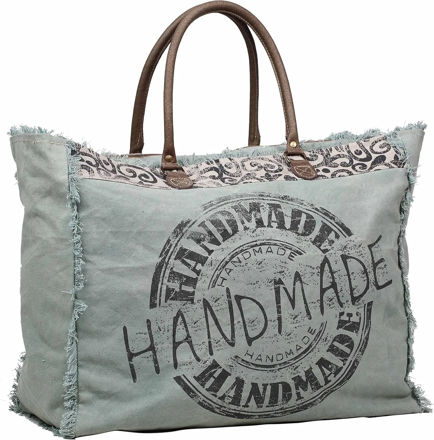Myra Bag Handmade Upcycled Canvas Weekender Bag S-1197
