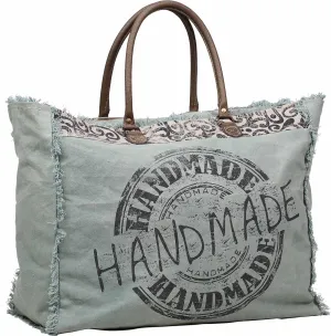 Myra Bag Handmade Upcycled Canvas Weekender Bag S-1197