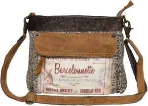 Myra Bag La Farine Upcycled Canvas & Leather Small Crossbody Bag S-1247 Brown