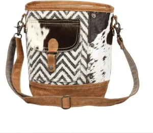 Myra Bag Moire Upcycled Canvas & Cowhide Pocket Shoulder Bag S-1341