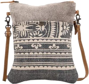Myra Bag Runner Upcycled Canvas & Cowhide Crossbody Bag S-1452