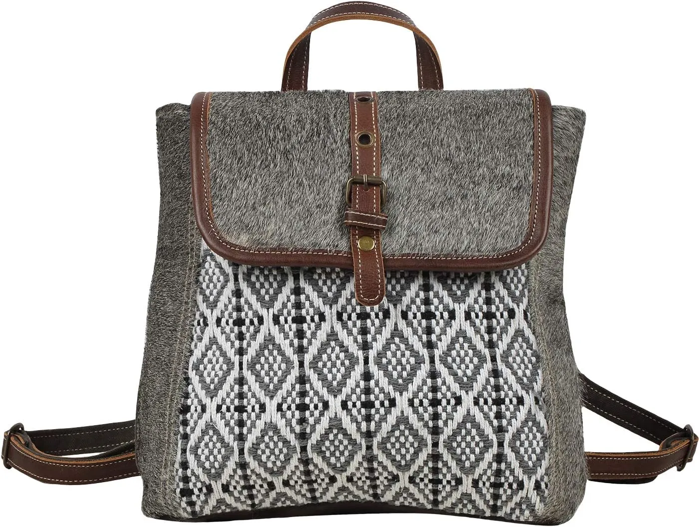 Myra Bag Stella Upcycled Canvas & Cowhide Leather Backpack S-1590