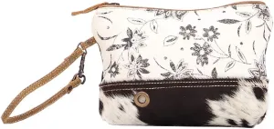 Myra Bag Urging Upcycled Canvas & Cowhide Wristlet Pouch Bag S-1514