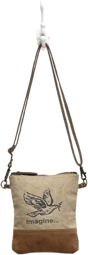 Myra Bag womens Flying Bird Upcycled Canvas Crossbody Bag S-0886