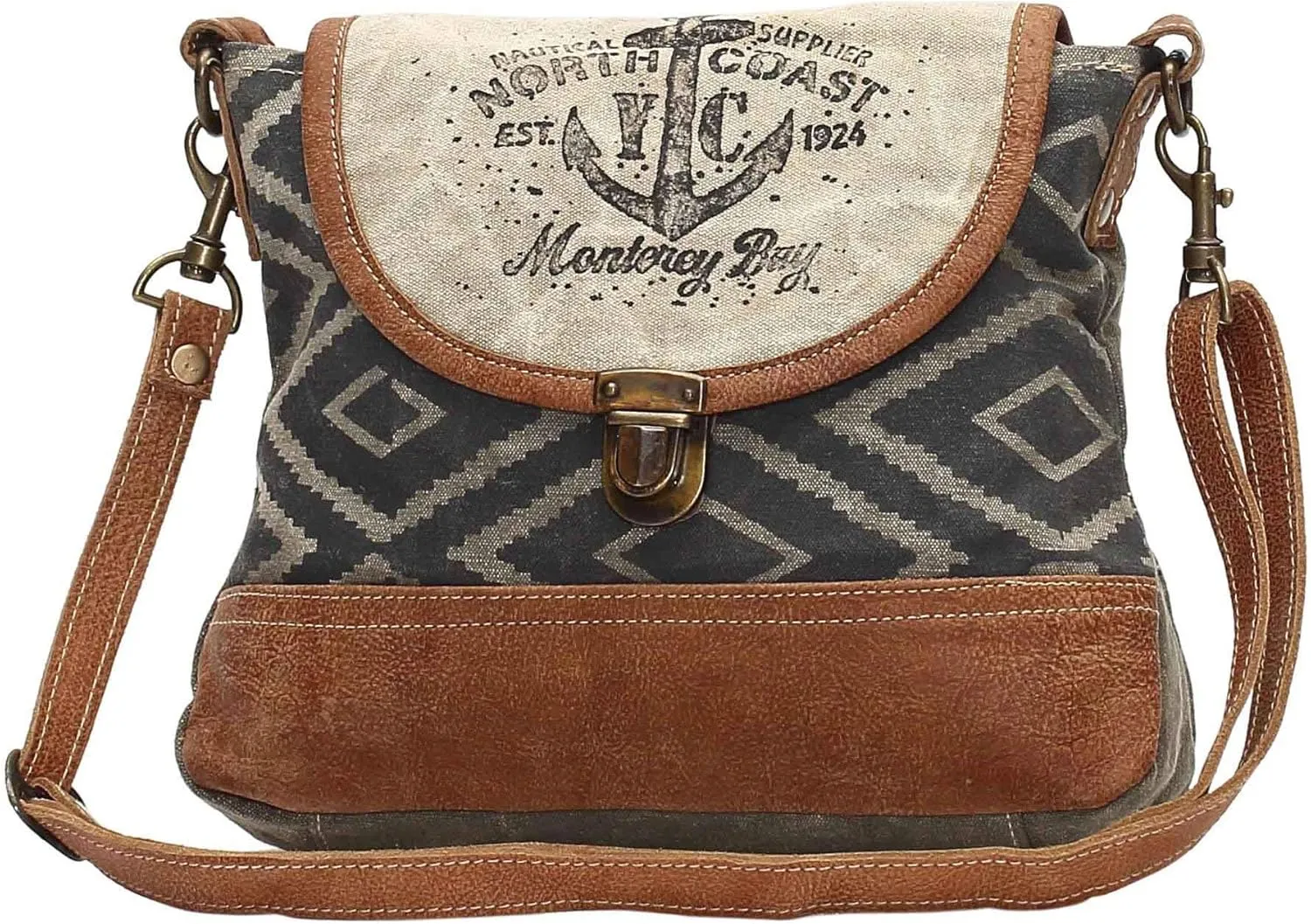 Myra Bags North Coast Anchors Upcycled Canvas Crossbody Bag S-1049