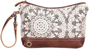 Myra Bags Summer Mist Canvas, leather & Rug Pouch Wristlet S-1942