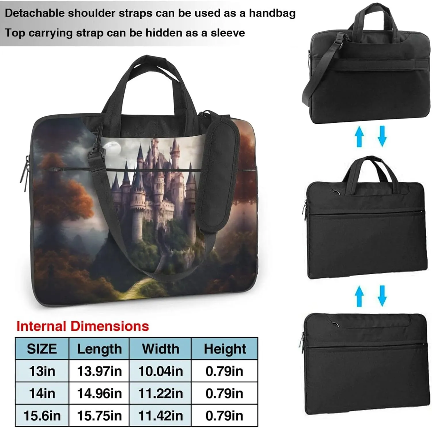 Mysterious Fantasy Fairy Tale Castle02 Print Work Casual Office Laptop Shoulder Messenger Bag 13 14 15.6 inch