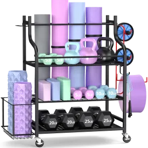 Mythinglogic Home Gym Storage Rack for Yoga Equipment, Black