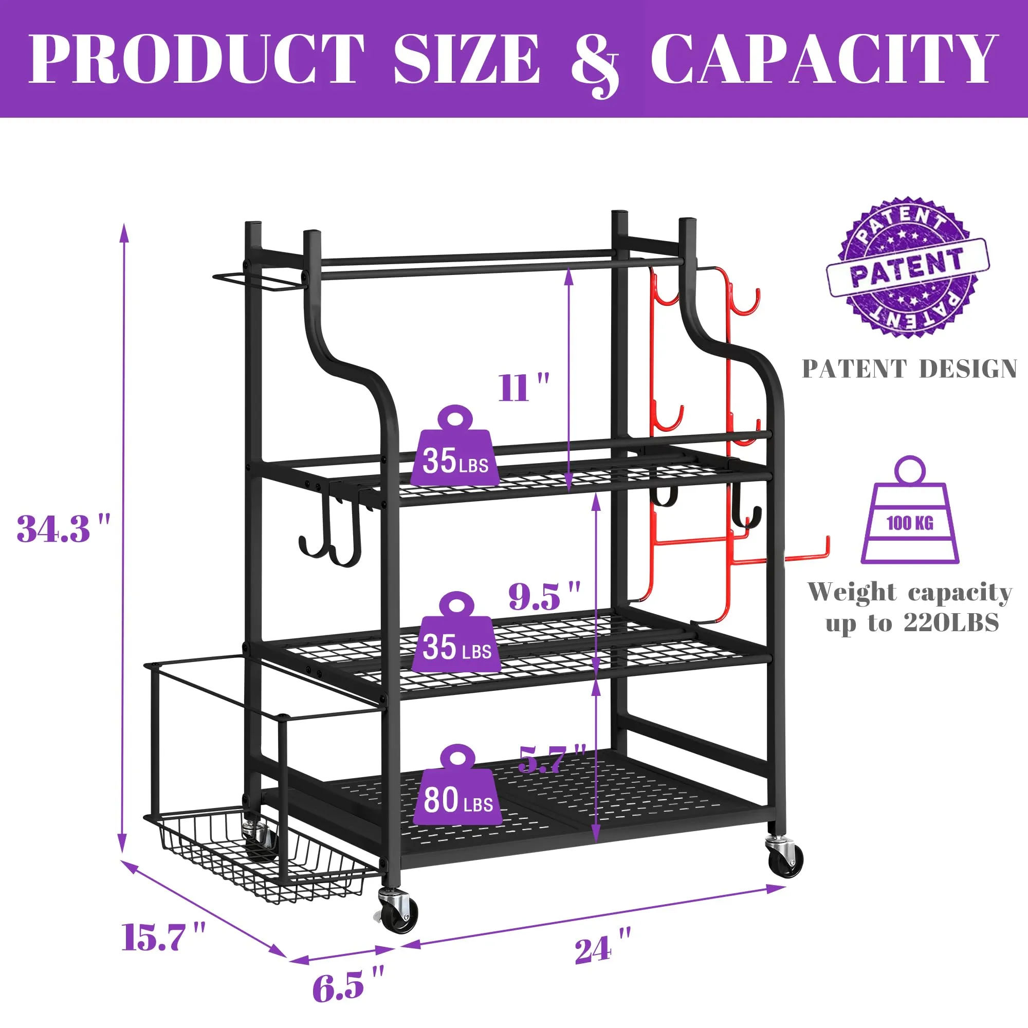 Mythinglogic Home Gym Storage Rack for Yoga Equipment, Black