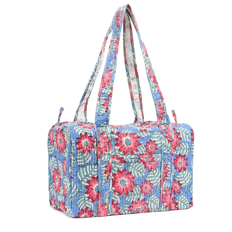 NAASPEETA JAAL HAND BLOCK PRINTED QUILTED TRAVEL MICRO DUFFLE BAG