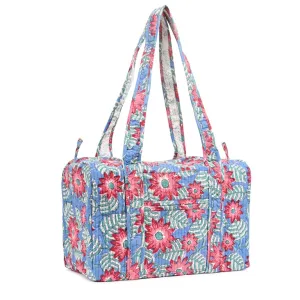 NAASPEETA JAAL HAND BLOCK PRINTED QUILTED TRAVEL MICRO DUFFLE BAG