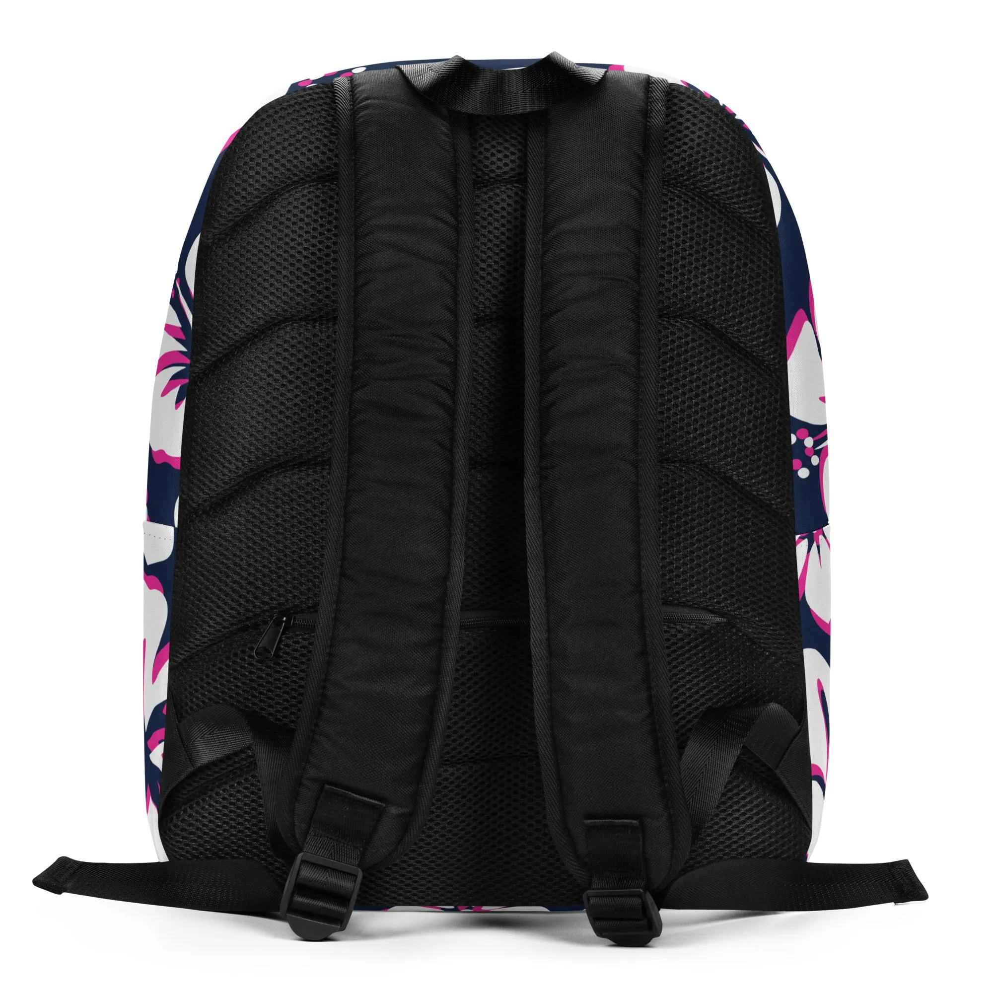Navy Blue, Hot Pink and White Hawaiian Print Backpack