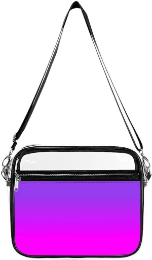 Neon Purple And Hot Pink Ombre Shade Color Fade Fashionable Transparent Crossbody Bag