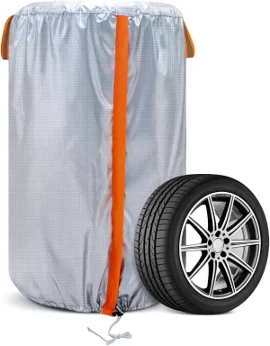 NEVERLAND Large Tire Covers for Storage, Seasonal Tire Storage Bag 300D Oxford Tire Stack Covers for Indoor & Outdoor with Waterproof Zipper, Drawstring Lock (Fit 32 Inch Tire Diameter)