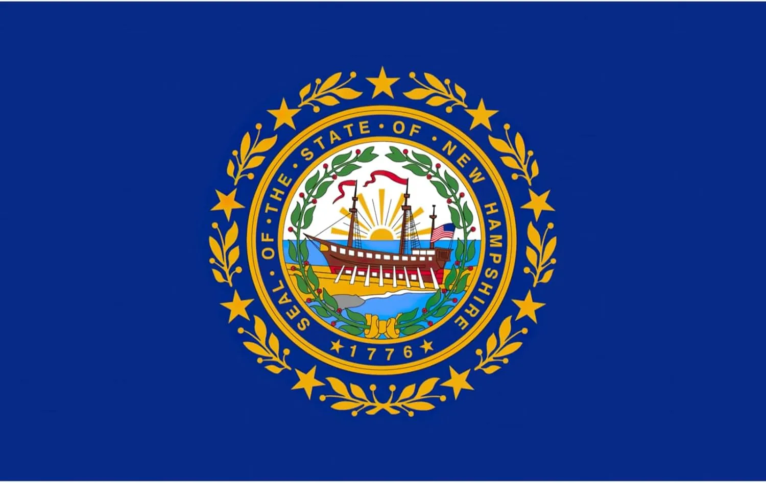 New Hampshire State Flag Print Canvas Backpack,For Laptops Up To 17in,Stylish And Lightweight With Adjustable Straps