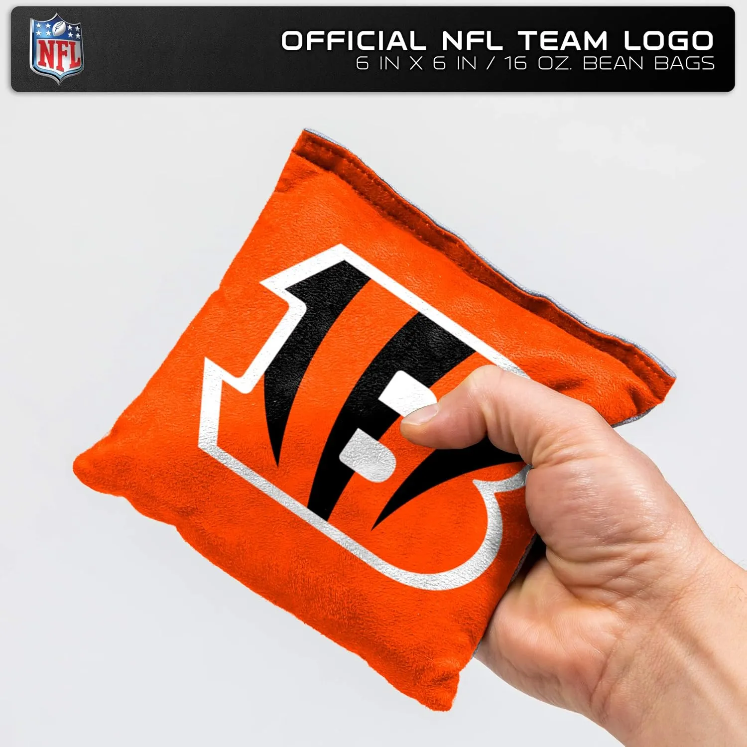 NFL Pro Football Cincinnati Bengals Dual-Sided Bean Bags by Wild Sports, 4 Pack - Premium Toss Bags for Cornhole Sets