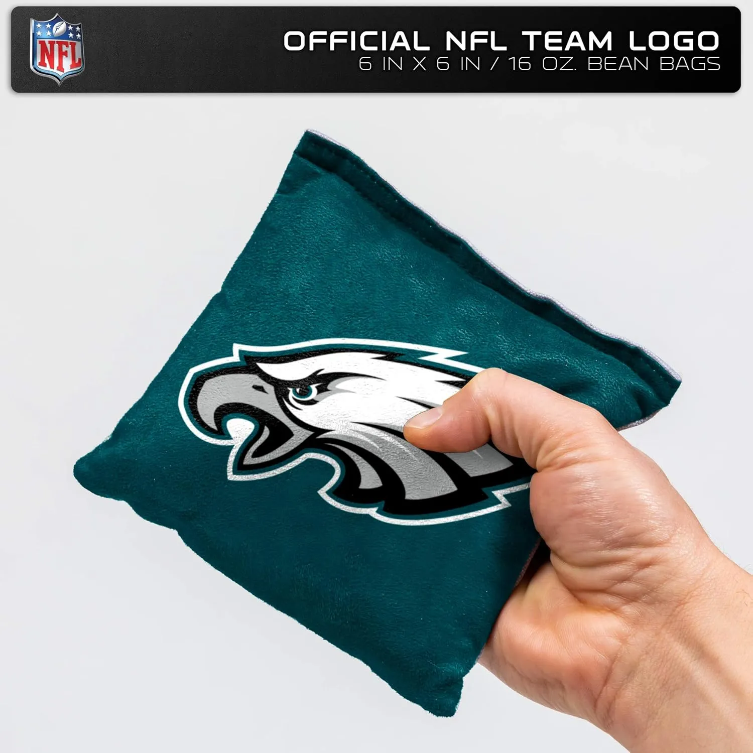 NFL Pro Football Dual Sided Bean Bags by Wild Sports, 8 Count, Premium Toss Bags for Cornhole Set - Great for Tailgates, Outdoors, Backyard