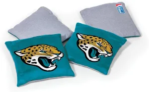 NFL Pro Football Jacksonville Jaguars Dual-Sided Bean Bags by Wild Sports, 4 Pack - Premium Toss Bags for Cornhole Sets