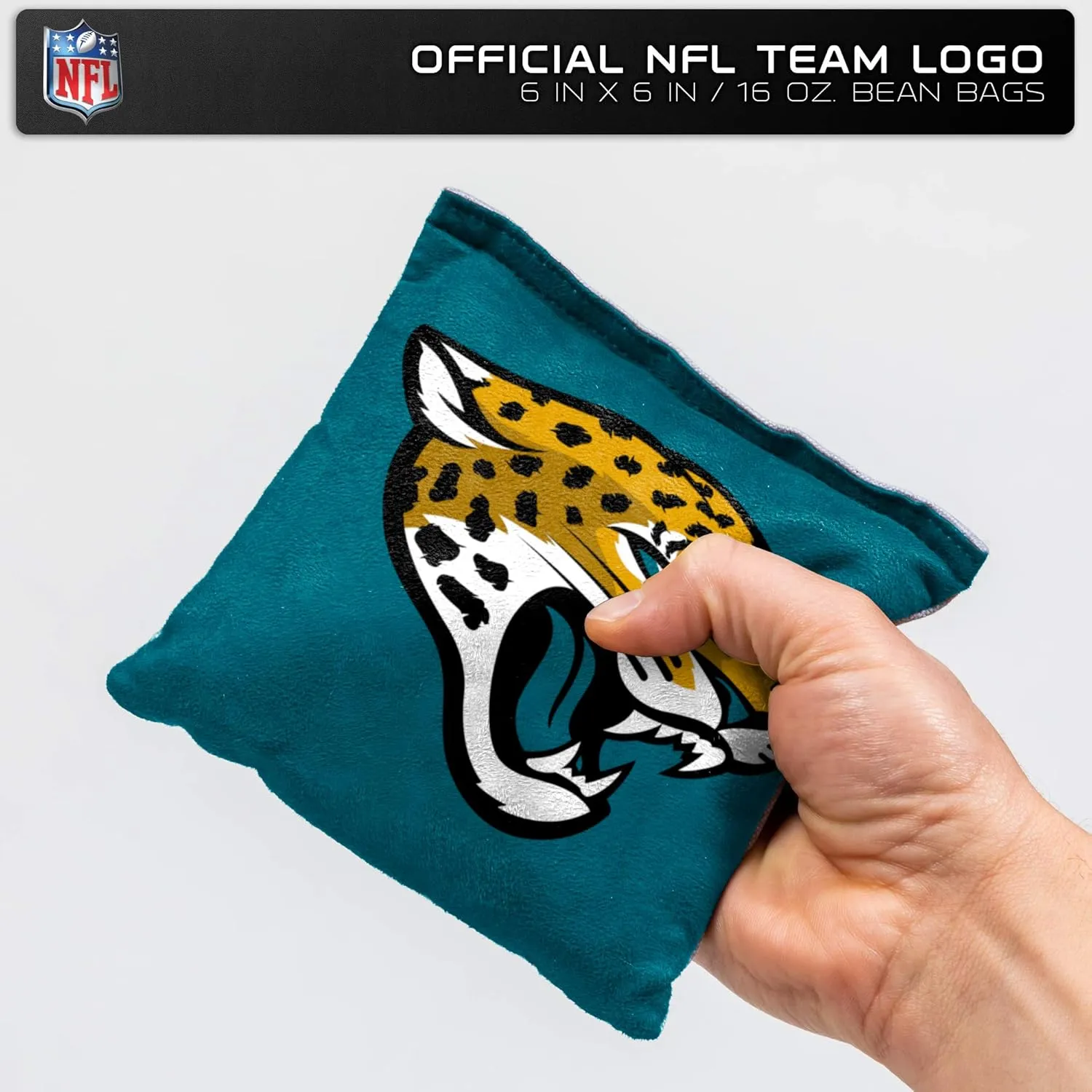 NFL Pro Football Jacksonville Jaguars Dual-Sided Bean Bags by Wild Sports, 4 Pack - Premium Toss Bags for Cornhole Sets