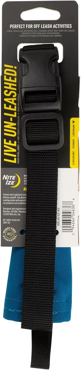 Nite Ize Raddog All-in-One Collar and Leash Combo - Heavy-Duty Dog Collar with Built-in Retractable Leash - 16" to 18" Collar - Blue, Medium