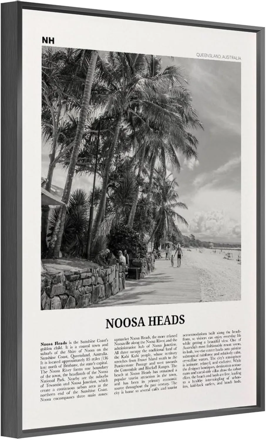 Noosa Heads Print Black And White Beach, Noosa Heads Wall Art, Noosa Heads Poster, Sunshine Coast Print, Queensland, Australia, Oceania Poster Decorative Painting Canvas Wall Art Living Room Posters B