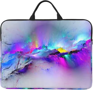 Northern Lights Painting 14in Laptop Case Sleeve Bag – Shoulder Messenger Briefcase Carrying Handle and Accessory Pocket