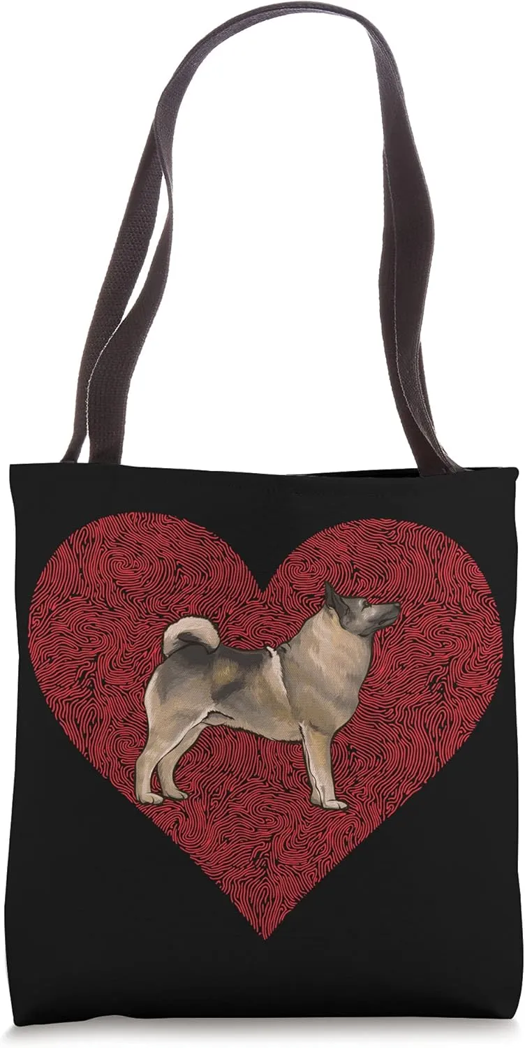 Norwegian Elkhound Valentines Day Dog Love Fingerprint Tote Bag