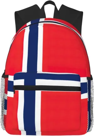 Norwegian flag College Backpacks,Backpacks With Pockets, Lightweight Bookbag For College for Women Men