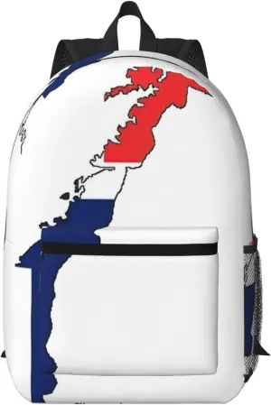 Norwegian Flag Map Print Stylish Travel Backpack,Large Capacity Laptop Bag,Suitable For Work,Travel And Gym