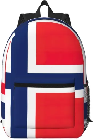 Norwegian Flag Print Stylish Travel Backpack,Laptop Bag With Multiple Compartments,Business Backpack