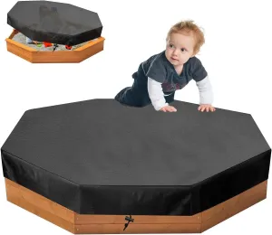 Octagon Sandbox Cover, 420D Oxford Outdoor Garden Octagon Sand Box Cover, Cloth Waterproof, Windproof and Dustproof Protect Sand Box Covers for Kids, (Black,84" X 78" X 9")