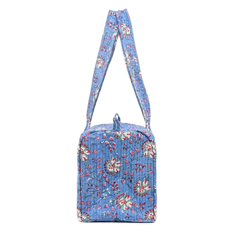 OCTOPUS HAND BLOCK PRINTED QUILTED TRAVEL MICRO DUFFLE BAG