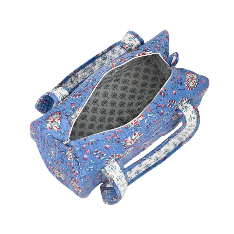 OCTOPUS HAND BLOCK PRINTED QUILTED TRAVEL MICRO DUFFLE BAG