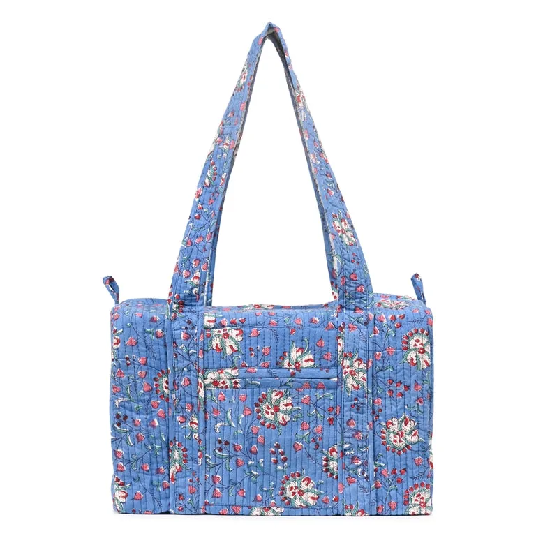 OCTOPUS HAND BLOCK PRINTED QUILTED TRAVEL MICRO DUFFLE BAG
