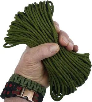 Olive Drab Green 110ft. Mil-Spec 550 Paracord 100% Nylon 8 Strand Military Over 600lbs Breaking Strength Survival Parachute Cord Tent Camping Hiking Hunting Bracelets. Made in USA.