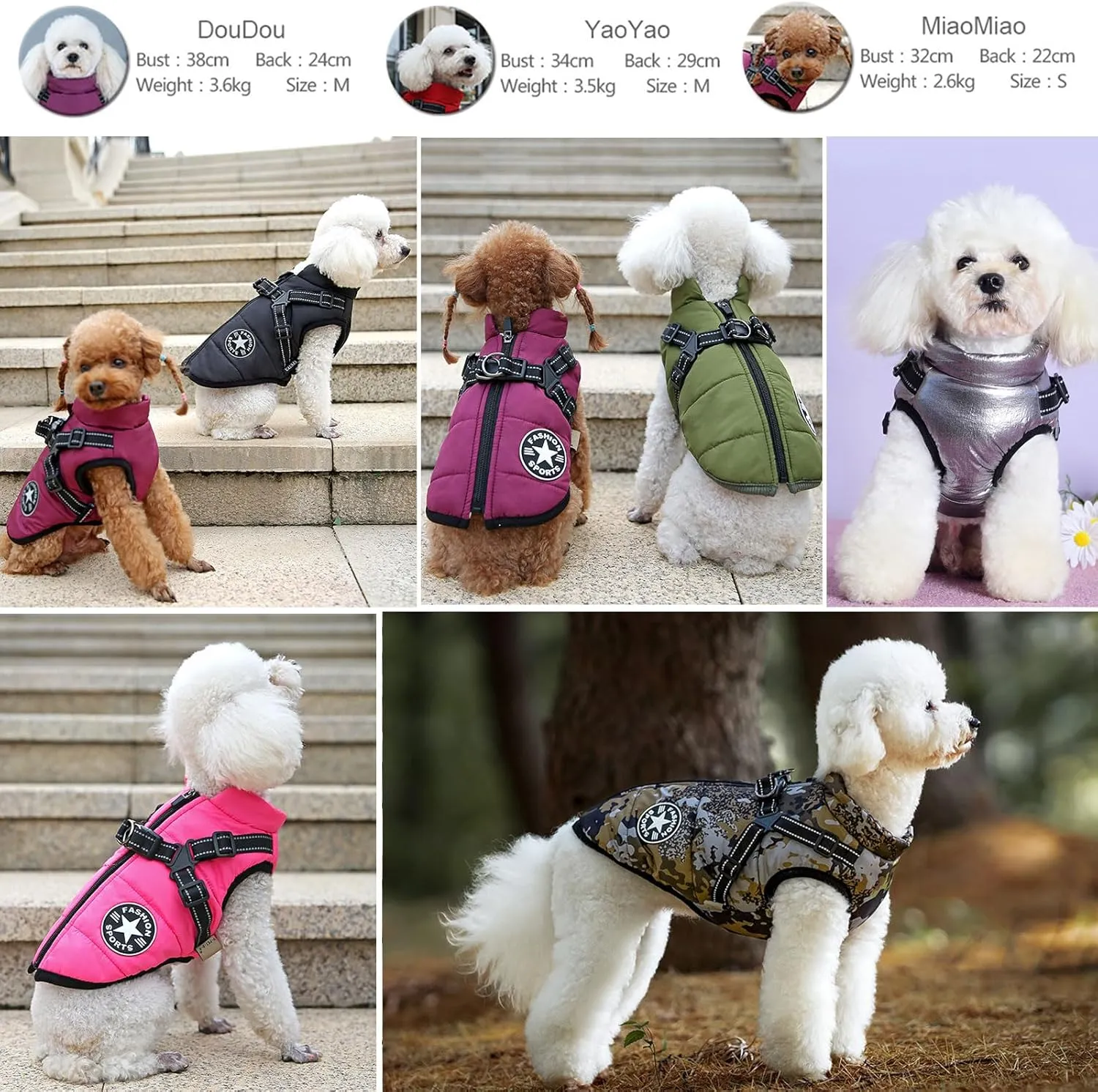 Oncpcare Dog Clothes for Small Dogs, Winter Warm Dog Coat Jacket Vest, Pet Coat Harness for Cats Puppy Small Dogs