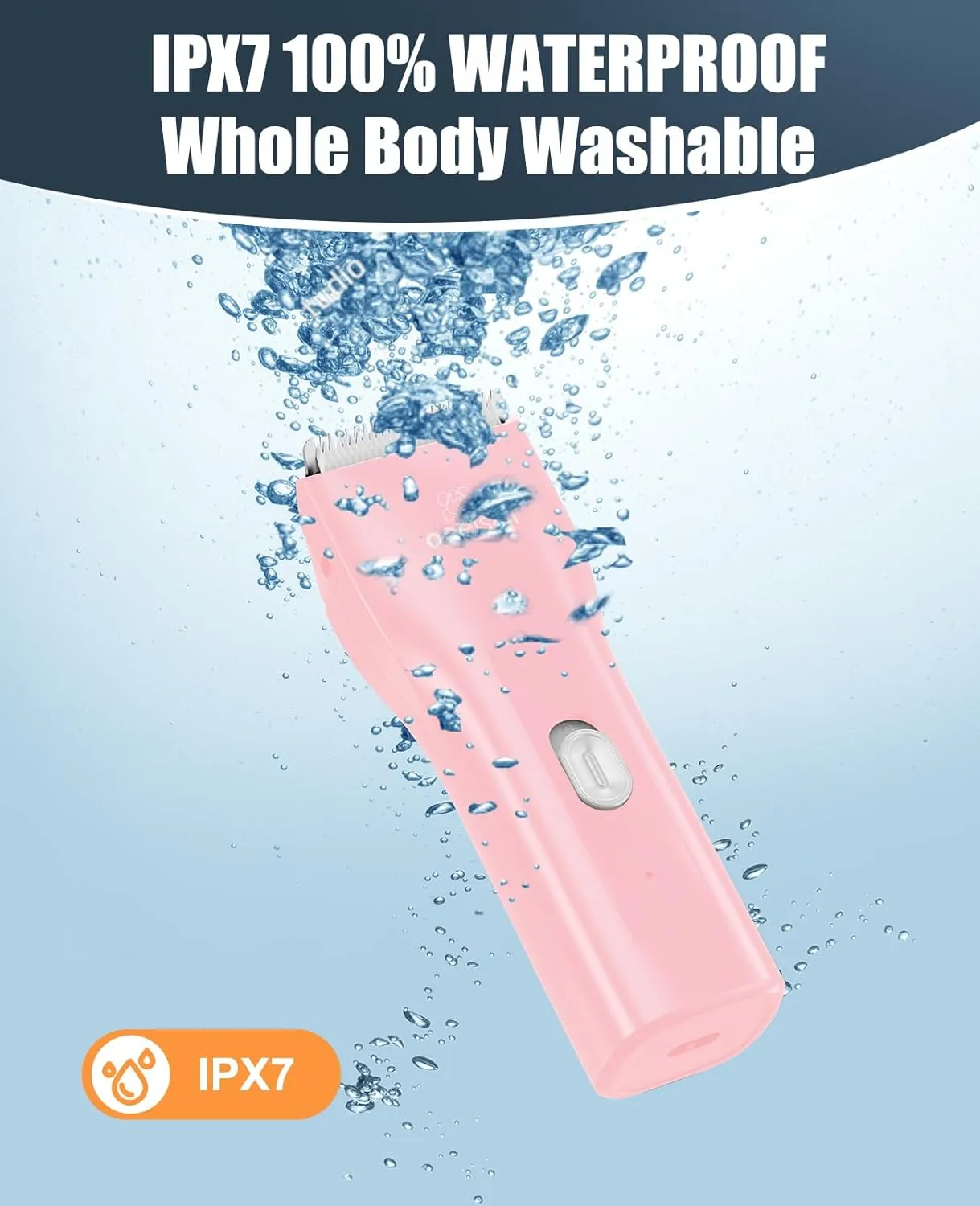 oneisall Waterproof Pet Clippers for Cats, Quiet Cordless Cat Clippers for Matted & Long Hair, Safe Rechargeable Pet Shaver Cat Hair Trimmer for Butt with Storage Bag (Pink)