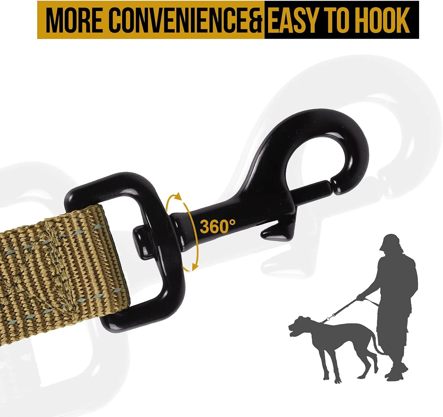 OneTigris Handled No-Pull Dog Walking Leash Long Traffic Leads for Medium to Large Dogs (Brown, 4FT)