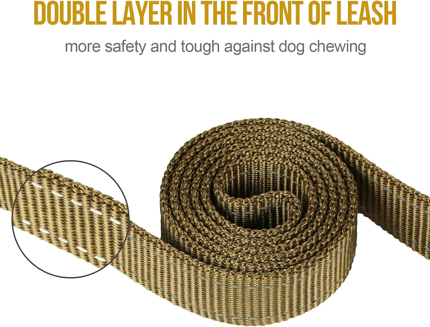 OneTigris Handled No-Pull Dog Walking Leash Long Traffic Leads for Medium to Large Dogs (Brown, 4FT)