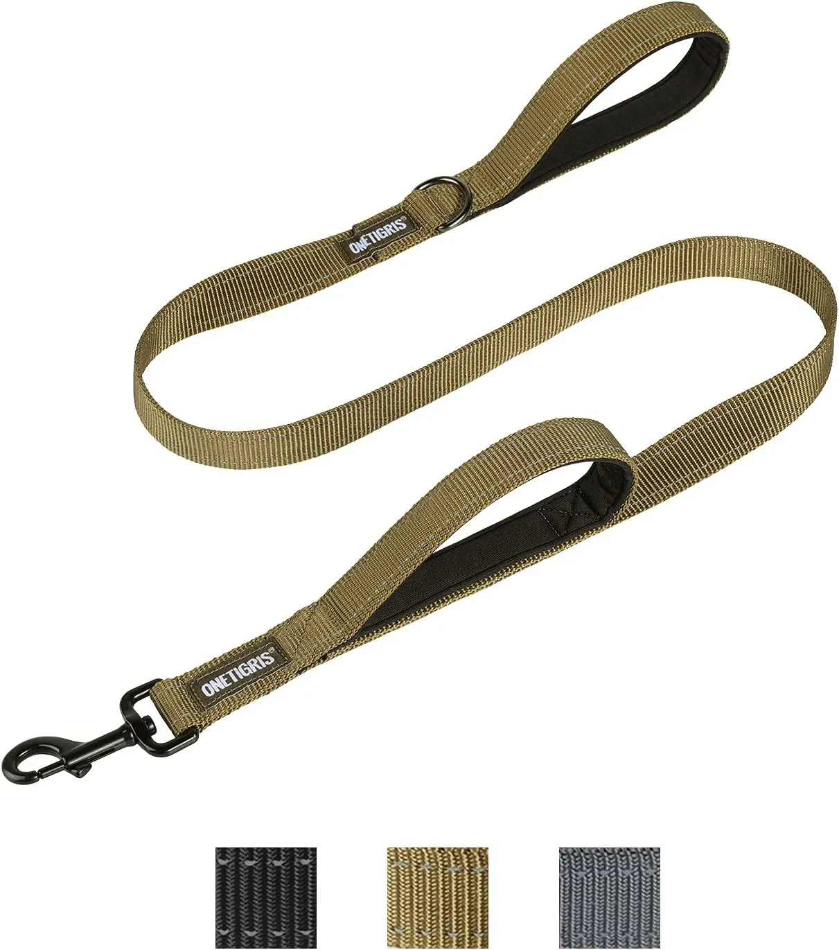 OneTigris Handled No-Pull Dog Walking Leash Long Traffic Leads for Medium to Large Dogs (Brown, 4FT)