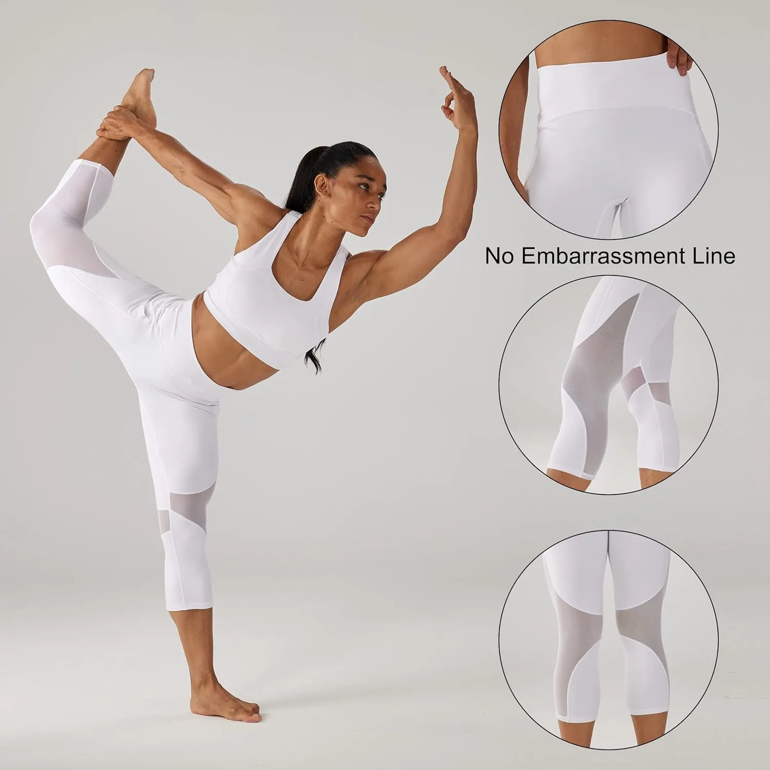 ONGASOFT High Waisted Yoga Pants for Women Running Workout Mesh Leggings Side Pockets Squat Proof Tummy Control
