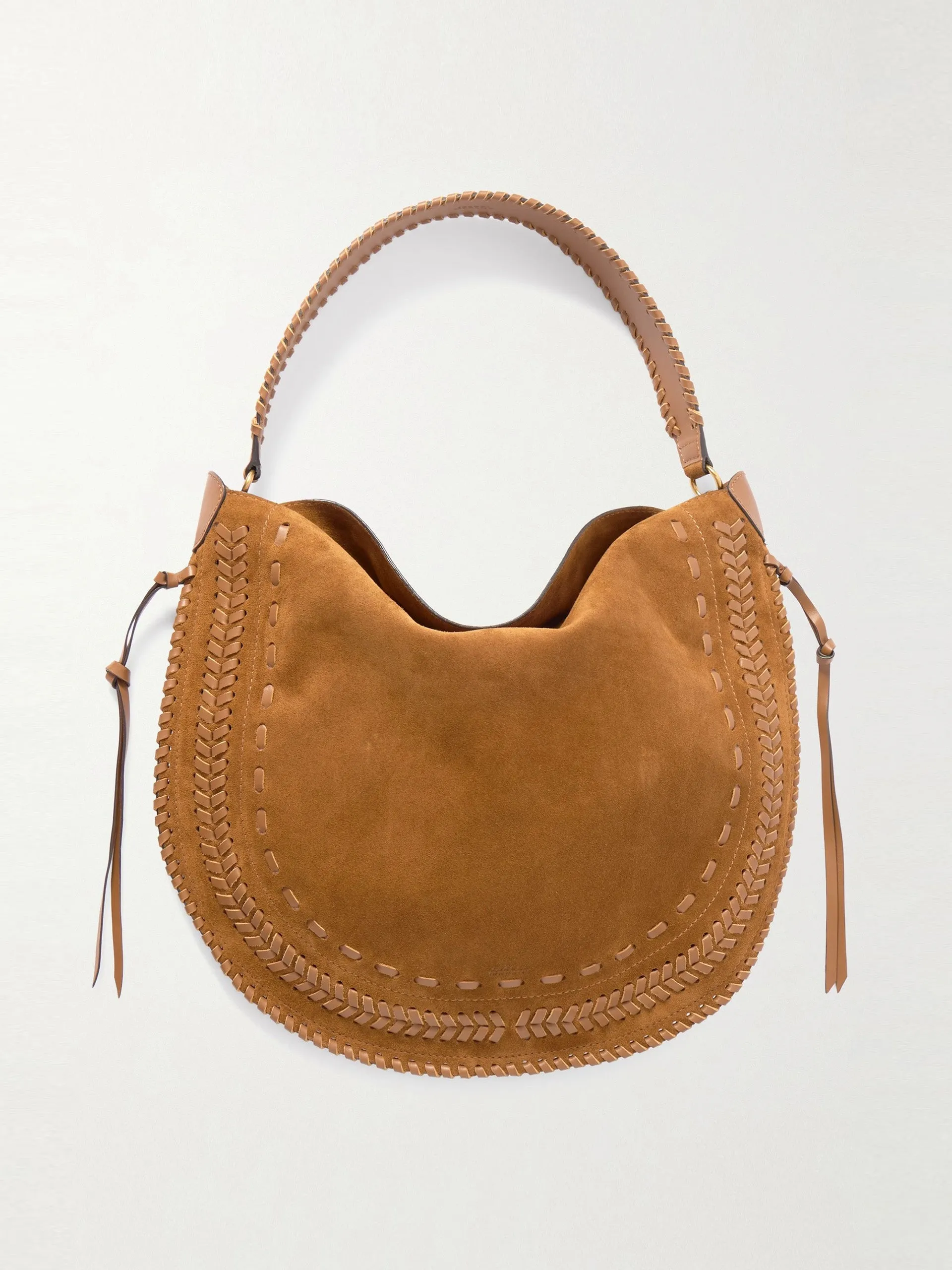Oskan leather-trimmed whipstitched suede tote